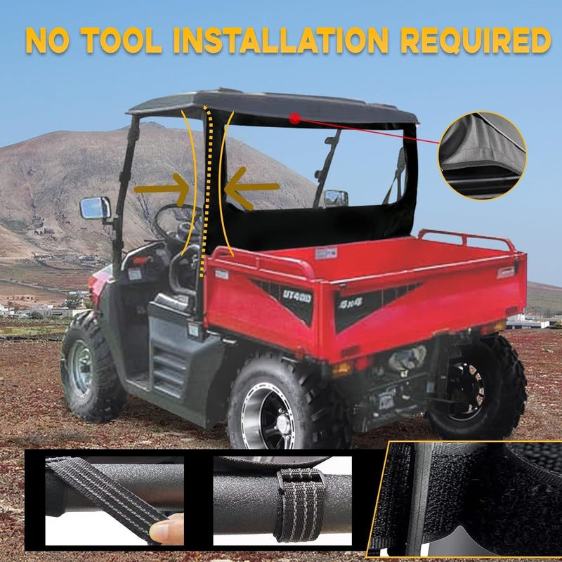 Chikia Hisun 400 UT400 Rear Windshield Back Window with Zipper Open Compatible with Hisun UTV 400 Coleman UT400 Massimo MSU400 - Image 4